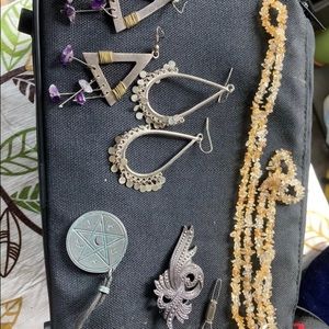 Various necklaces and scarf clip and earrings